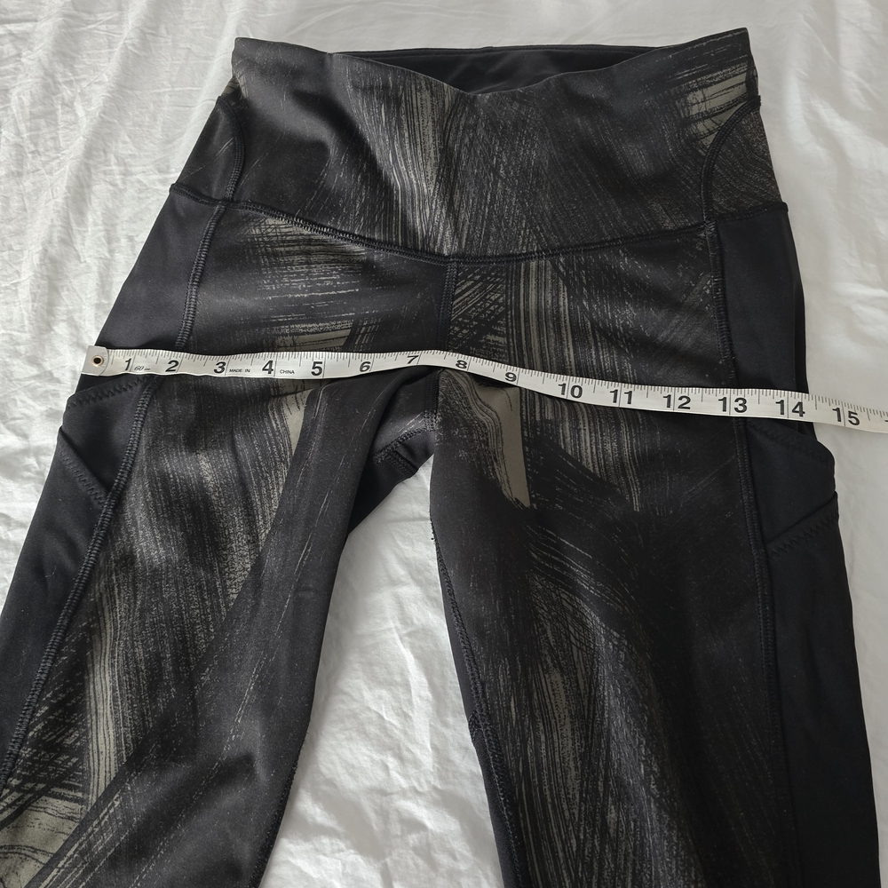 Lululemon Fresh Mesh Run Crop Leggings Sz4 Wind Chill Fatigue Green Blck Pockets - Picture 8 of 16